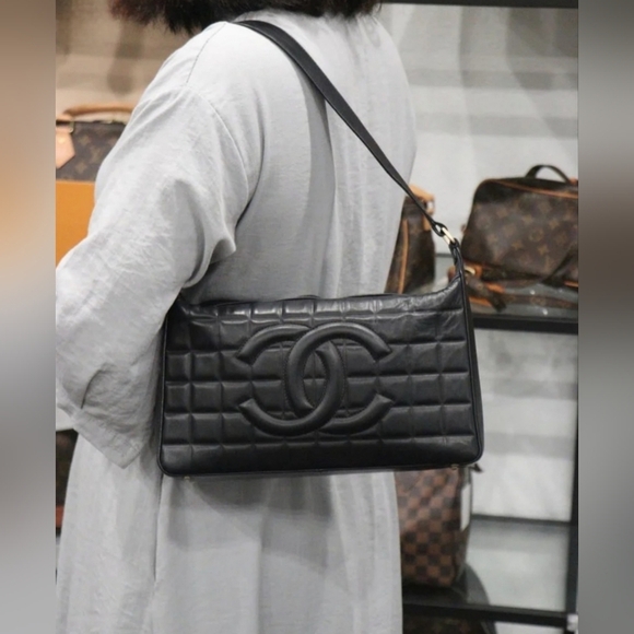CHANEL Handbags - Chanel Black Chocolate Bar LeatherShoulder